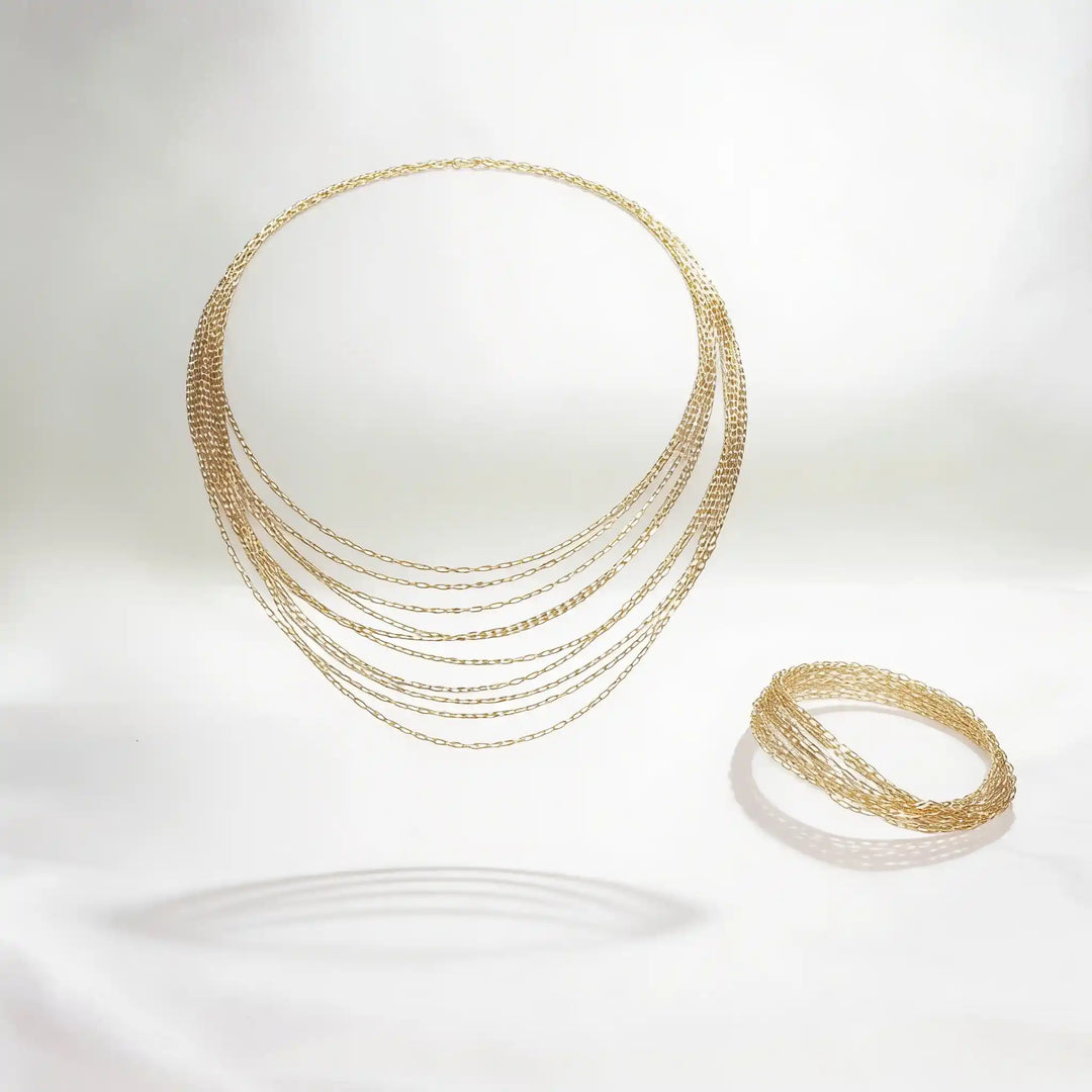 925 Sterling Silver Multi-Layer Gold Necklace