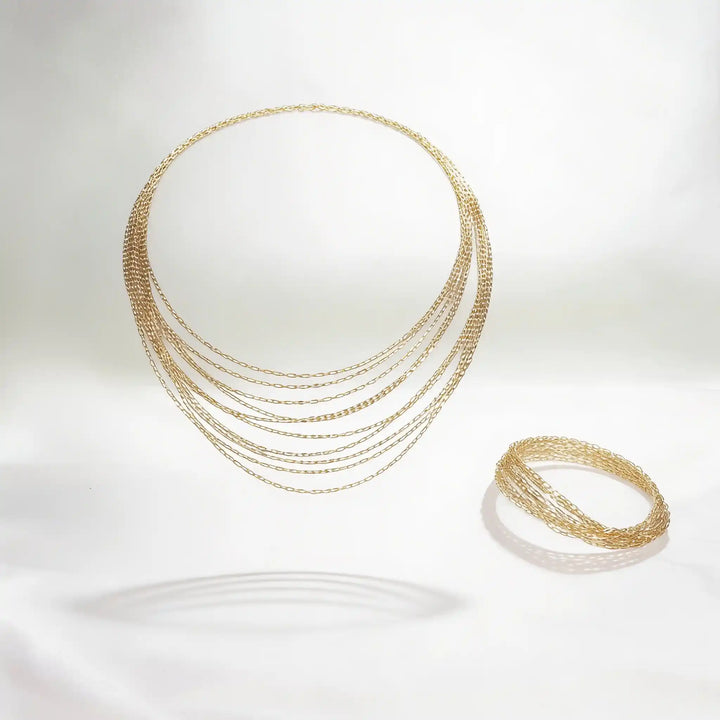 925 Sterling Silver Multi-Layer Gold Necklace