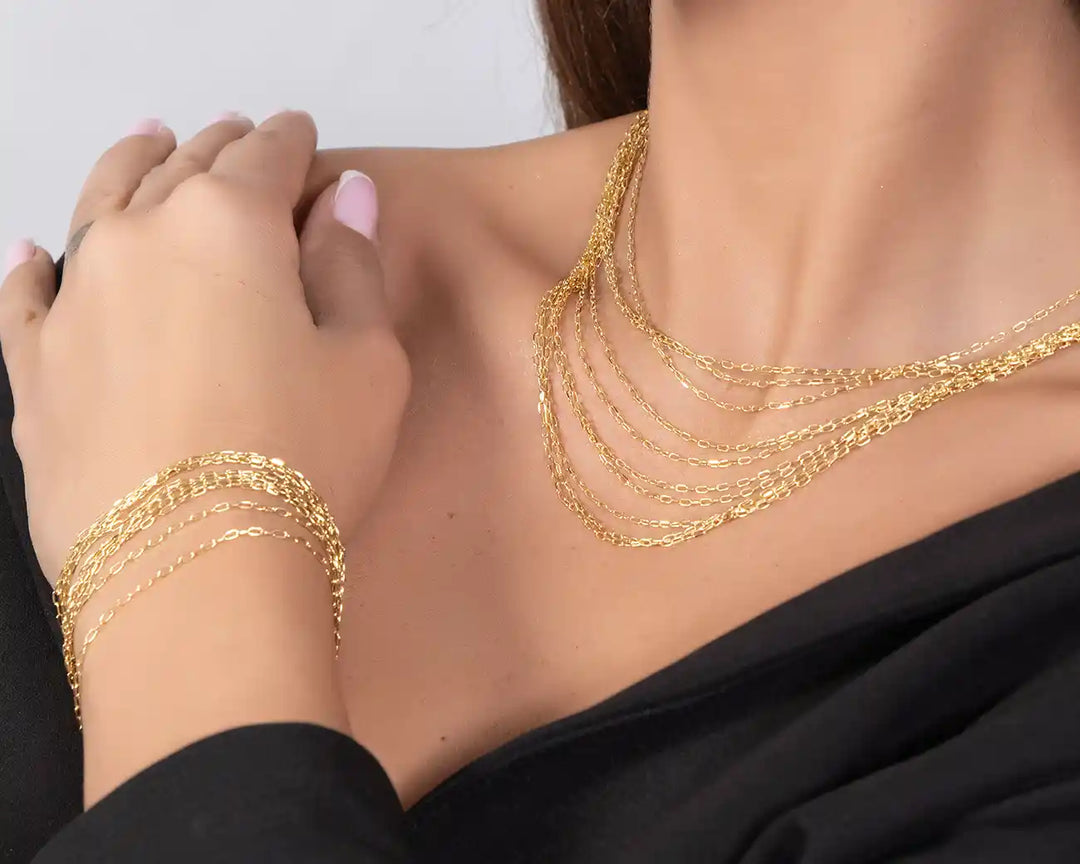 925 Sterling Silver Gold Layered Chain Bracelet