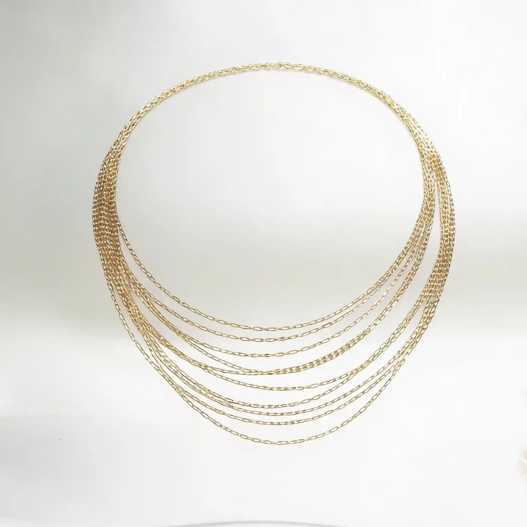 925 Sterling Silver Multi-Layer Gold Necklace