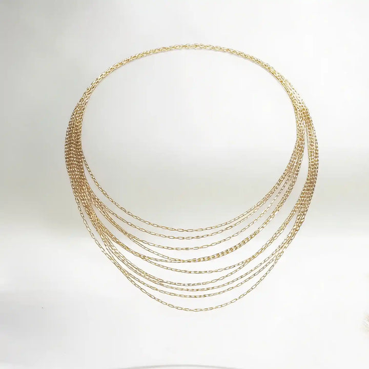 925 Sterling Silver Multi-Layer Gold Necklace