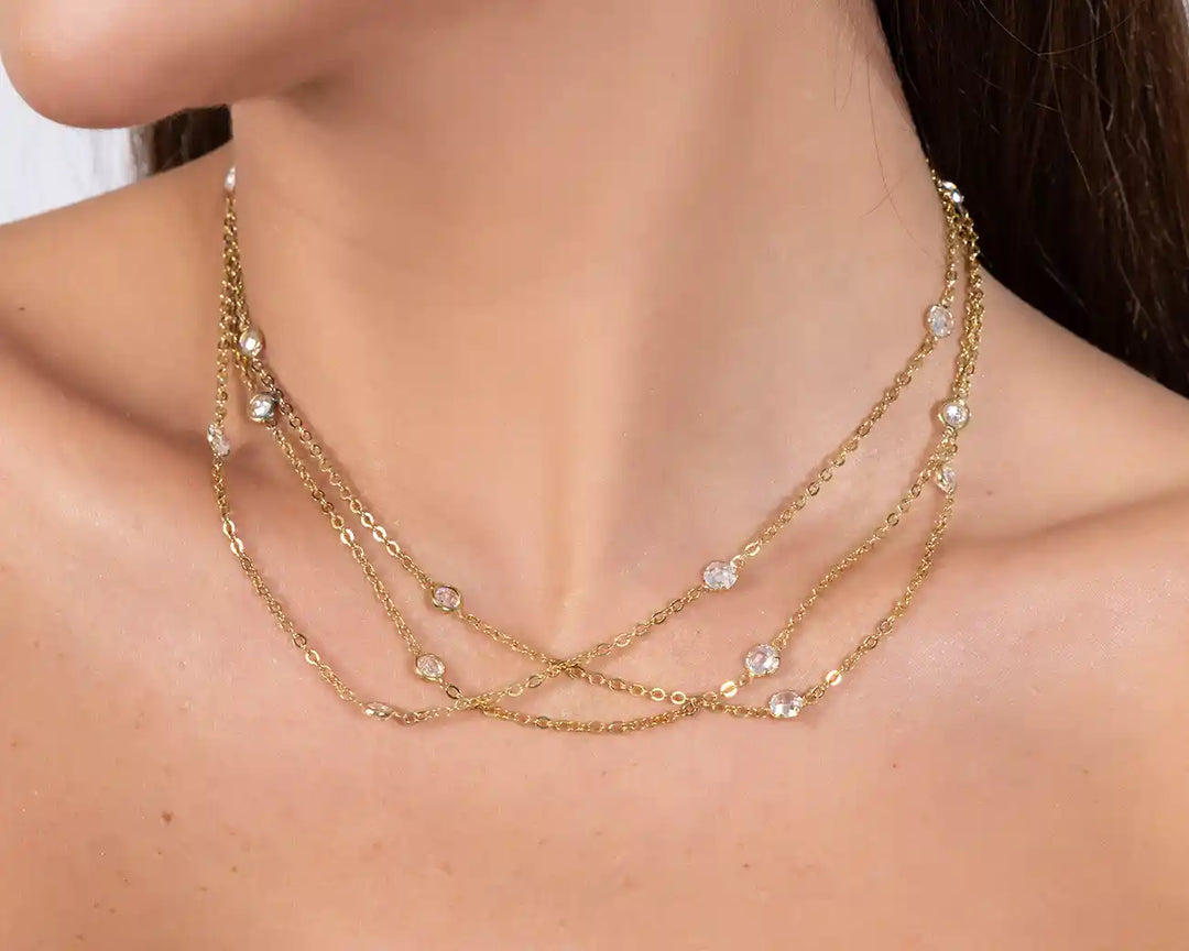 925 Sterling Silver Gold Layered Chain Necklace