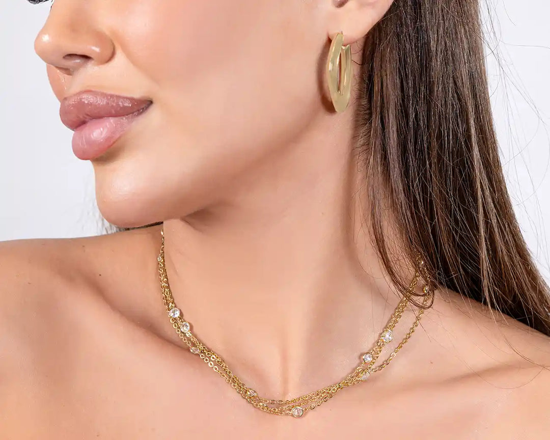 925 Sterling Silver Gold Layered Chain Necklace