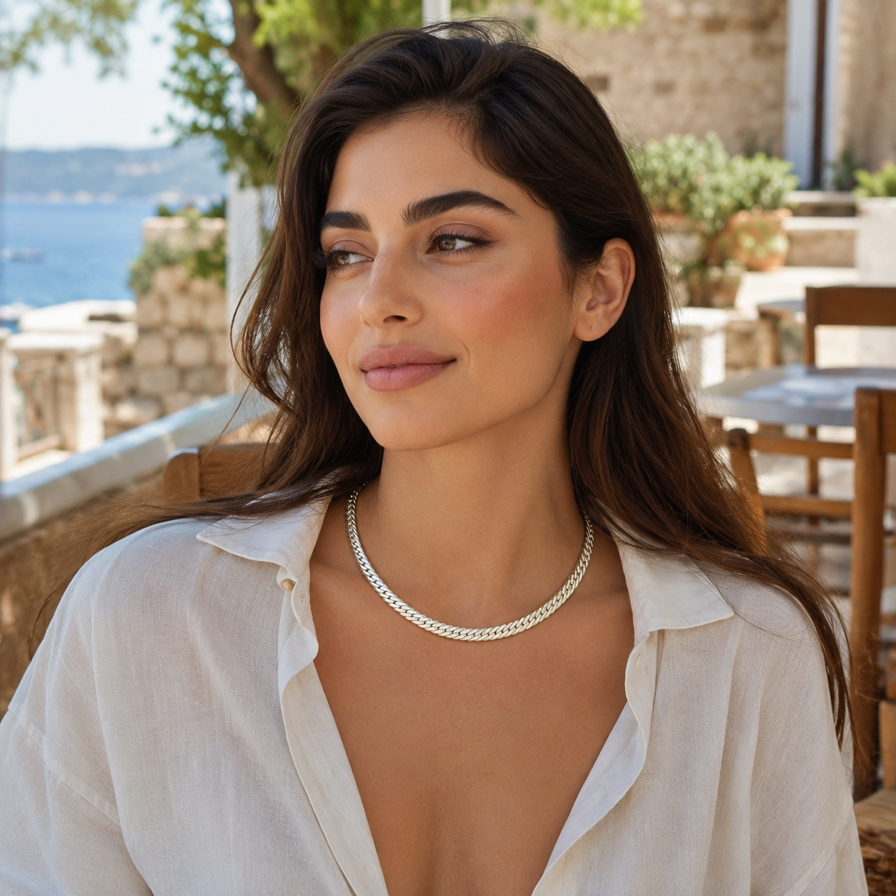 925 Sterling Silver Herringbone Chain Necklace