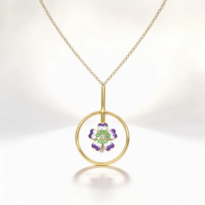 925 Sterling Silver Floral Circle Pendant Necklace