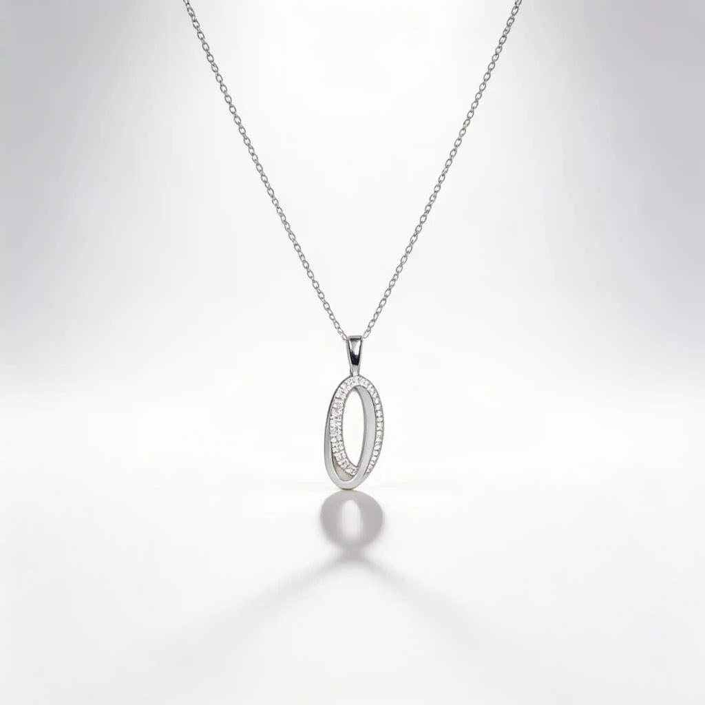 925 Sterling Silver Oval Pendant Necklace