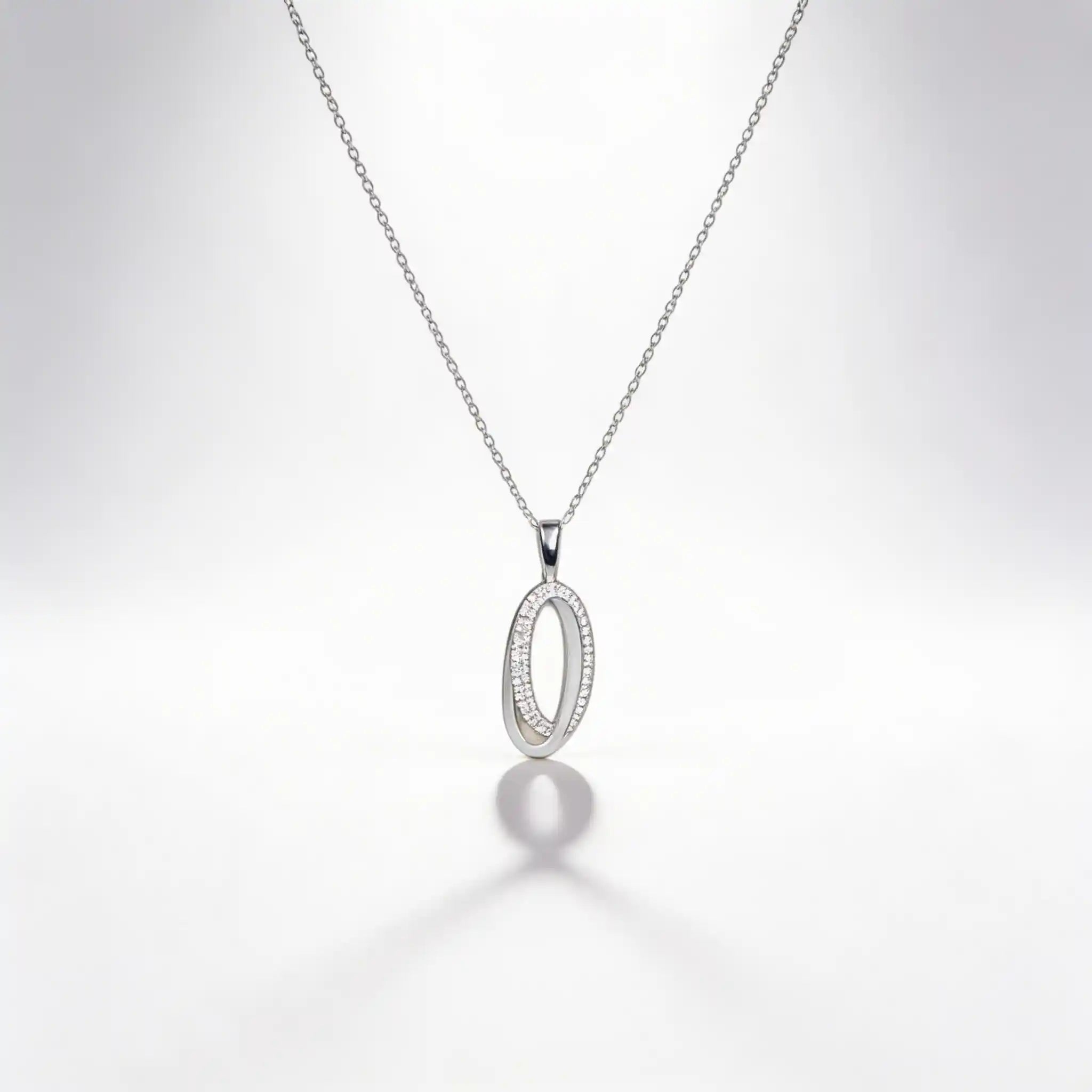 925 Sterling Silver Oval Pendant Necklace