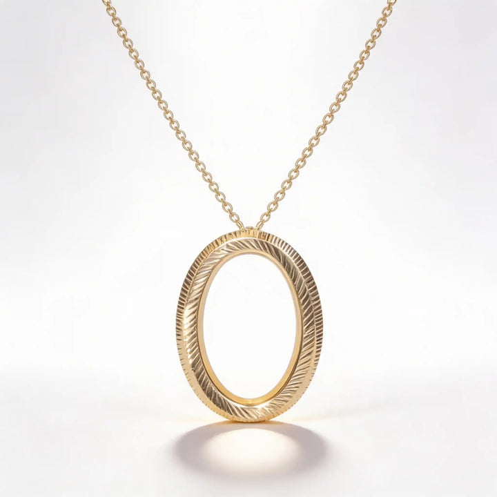 925 Sterling Silver Gold Oval Pendant Necklace