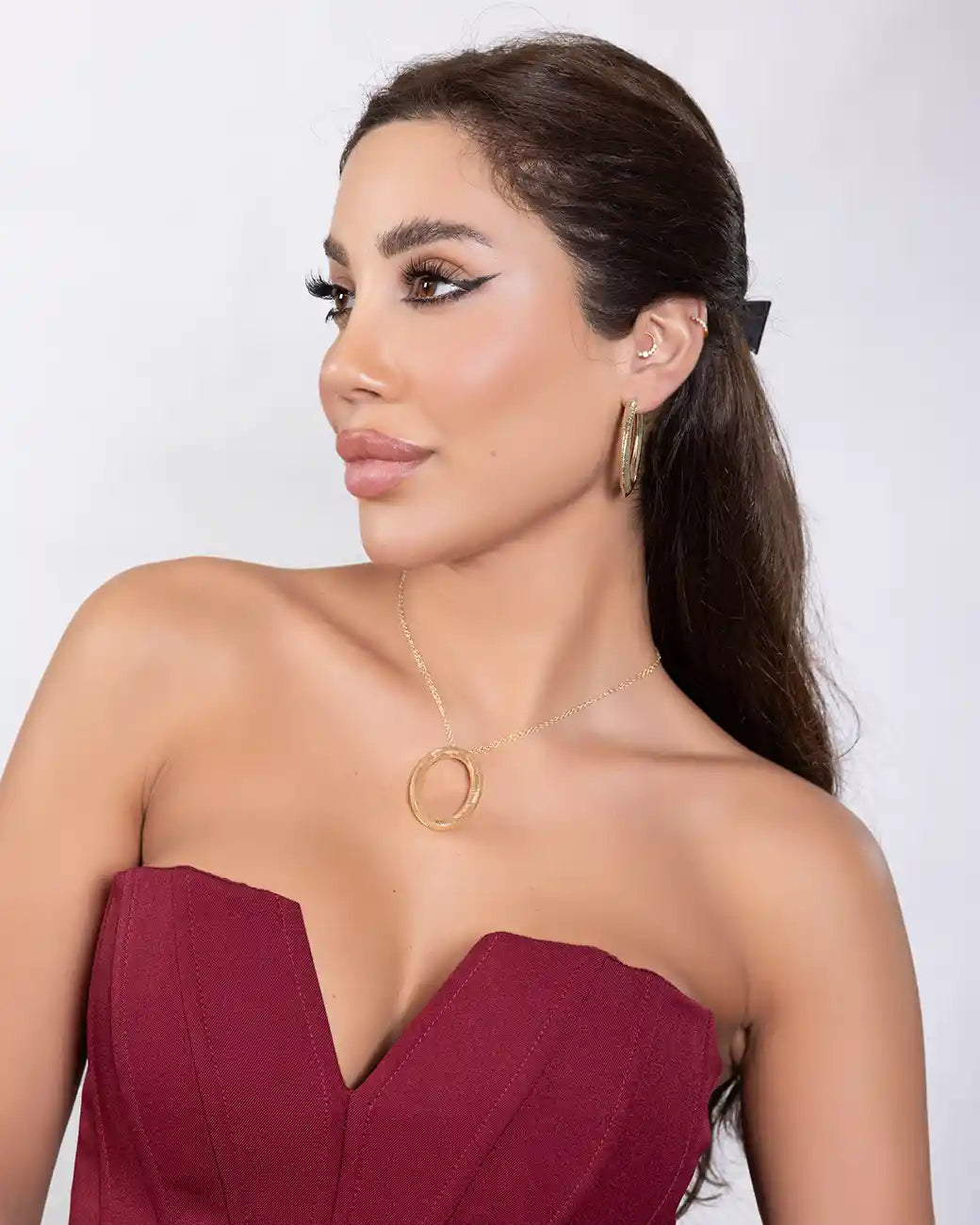 925 Sterling Silver Gold Oval Pendant Necklace