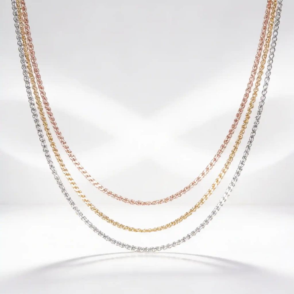 925 Sterling Silver Tri-Color Layered Necklace