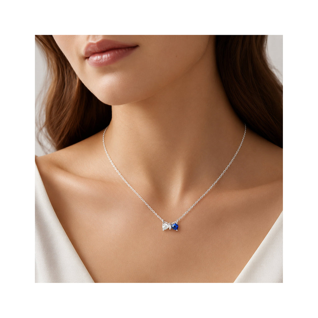 925 Sterling Silver Bow Pendant Necklace