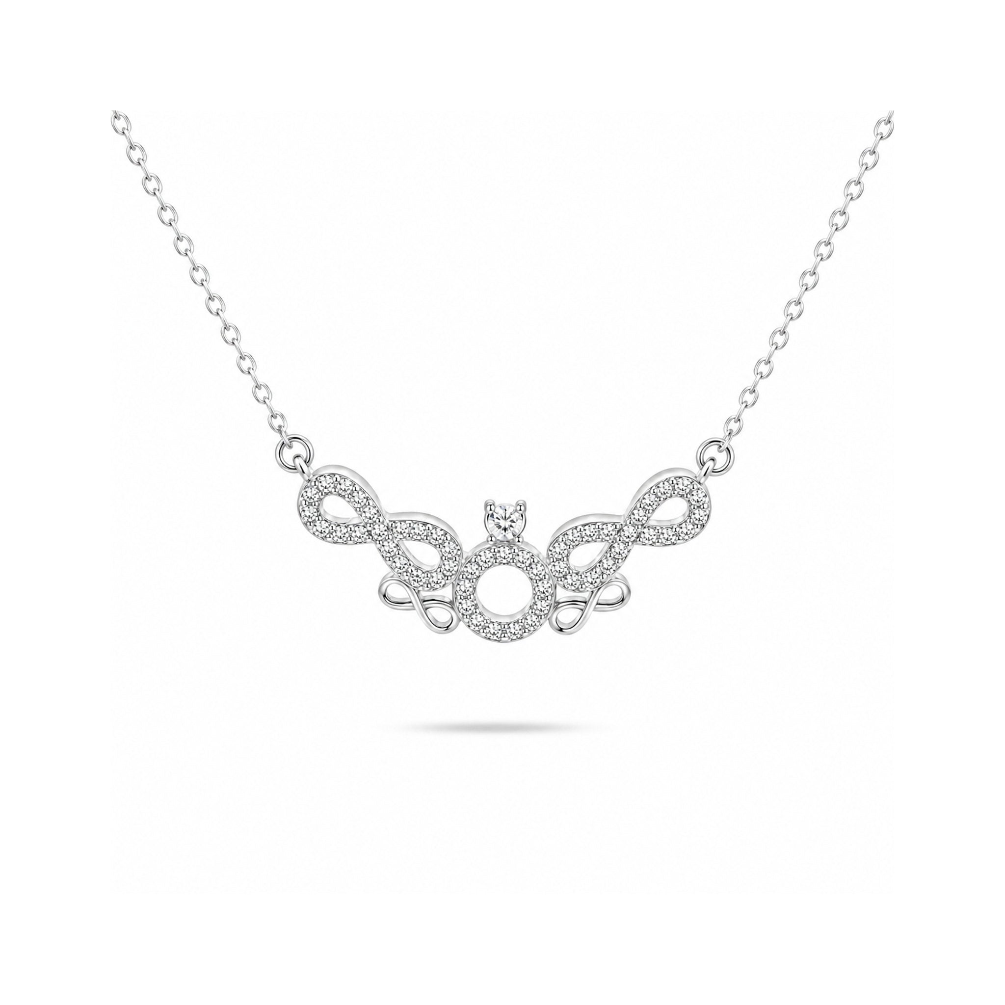 925 Sterling Silver Interlocking Infinity Necklace
