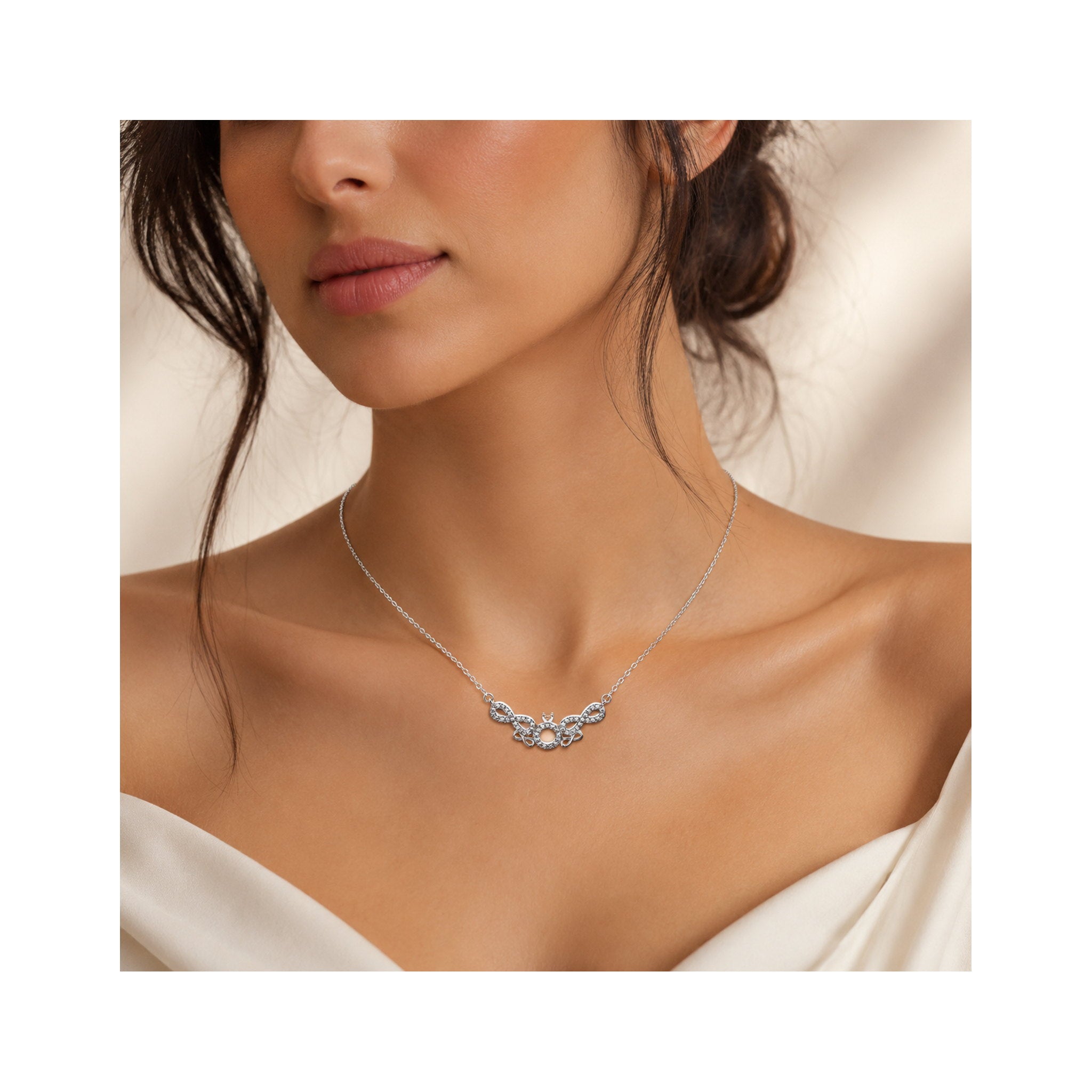 925 Sterling Silver Interlocking Infinity Necklace