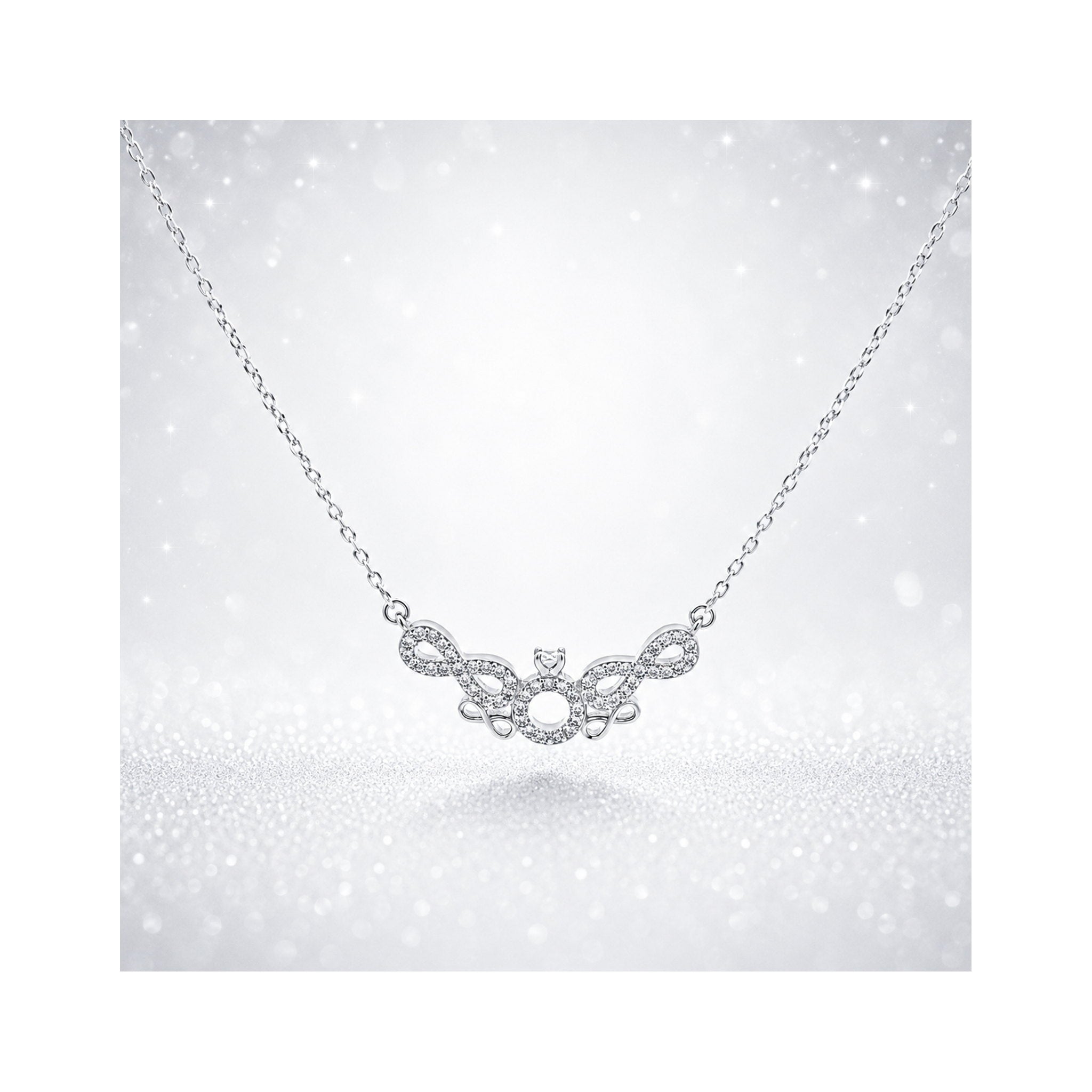 925 Sterling Silver Interlocking Infinity Necklace