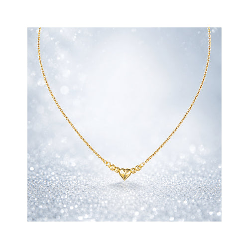 925 Sterling Silver  Gold Plated Heart Charm Necklace with Textured Accents
