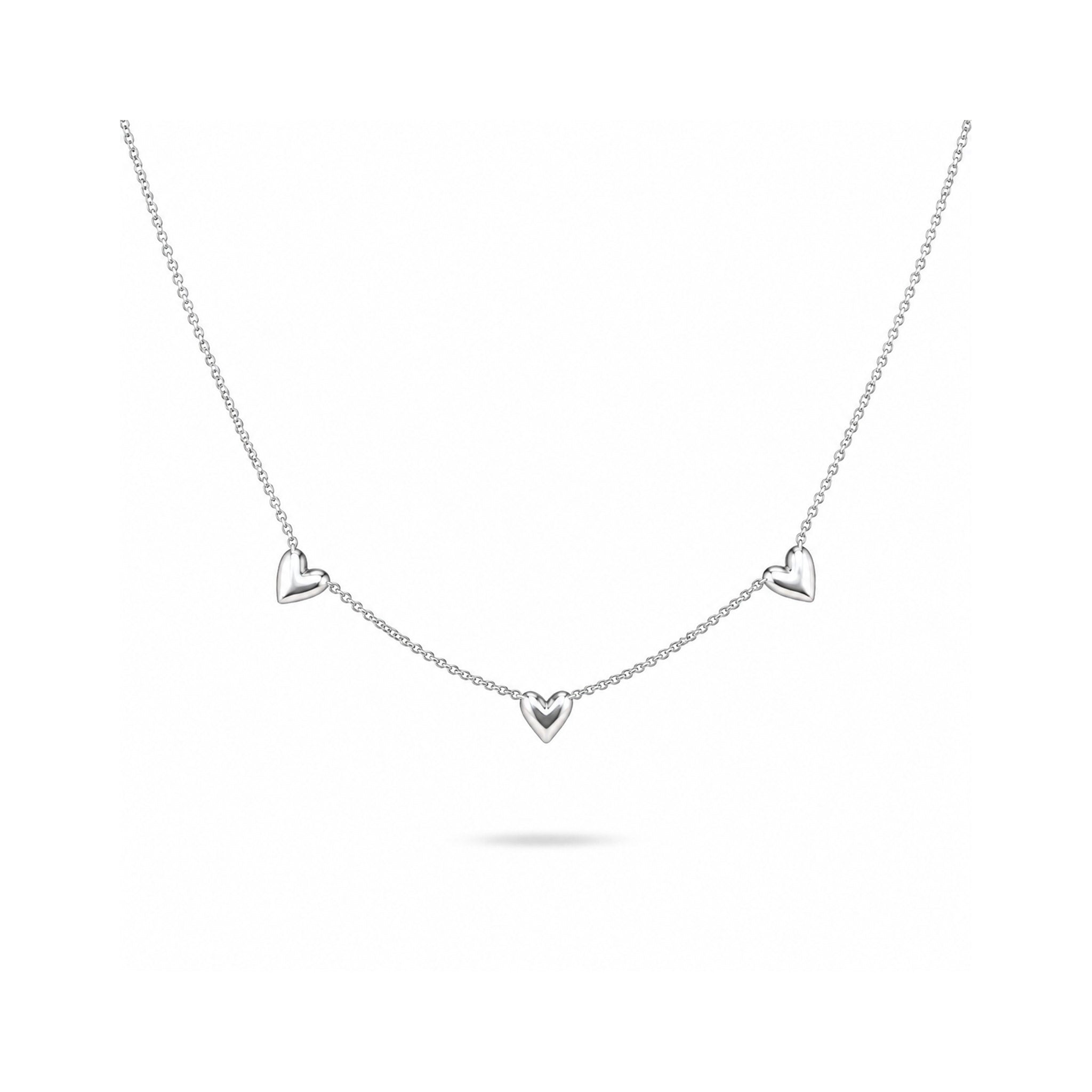 925 Sterling Silver Triple Heart Charm Necklace