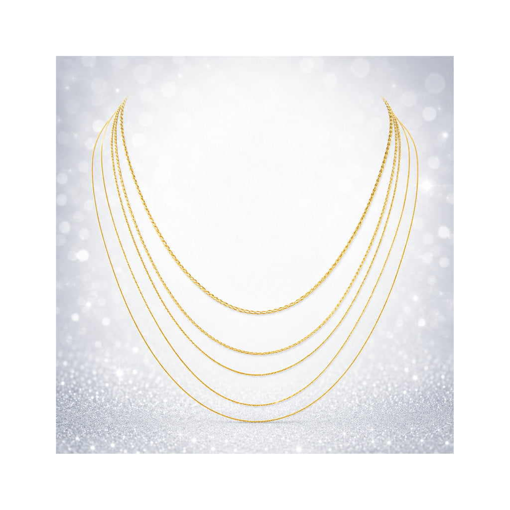 925 Sterling Silver Gold Plated   Multi-Strand Layered Chain Necklace