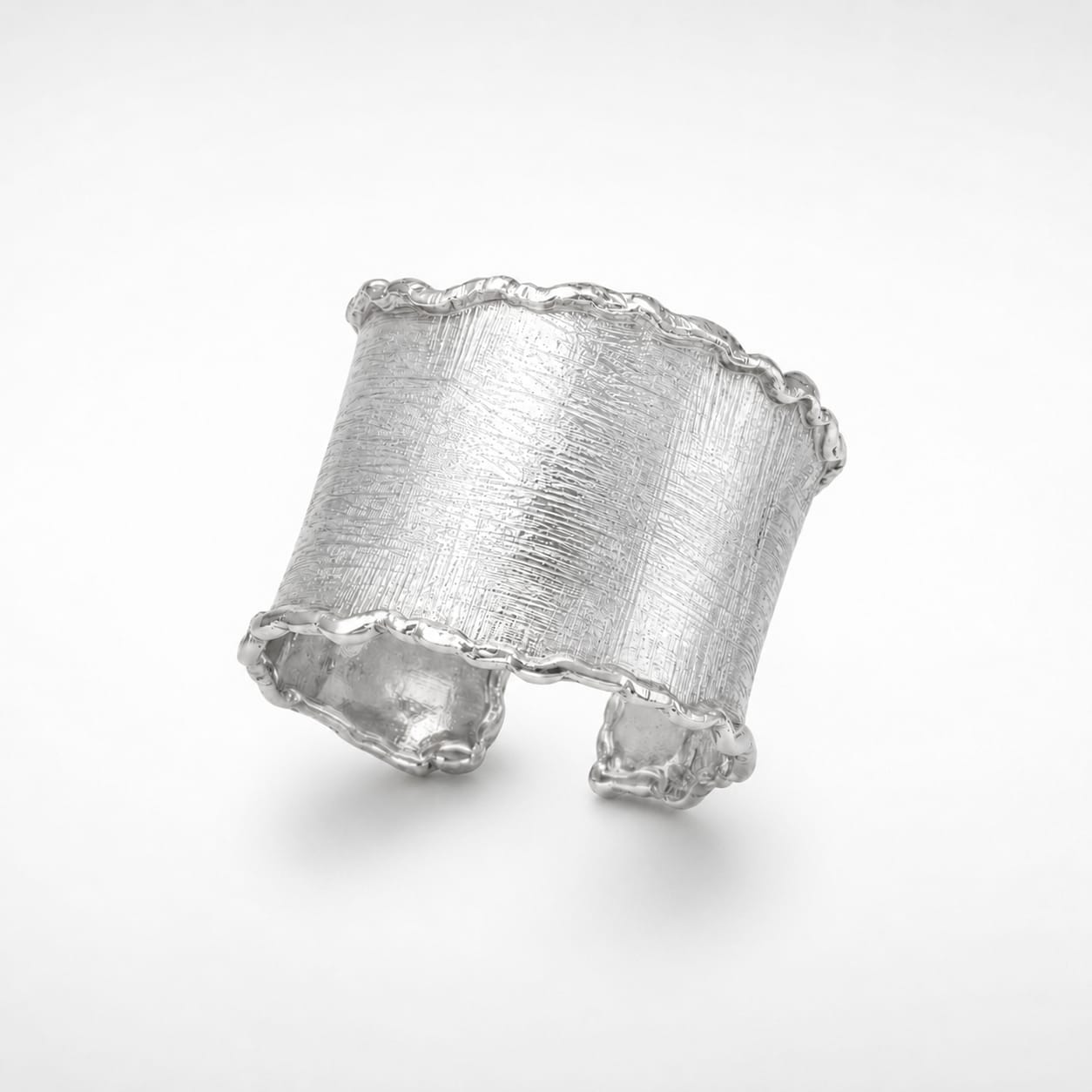 925 Sterling  Silver Textured Wide Band Ring with Organic Edges