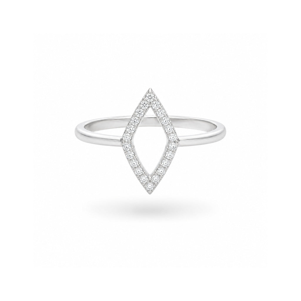 925 Sterling Silver Geometric Rhombus Pavé Zircon Ring
