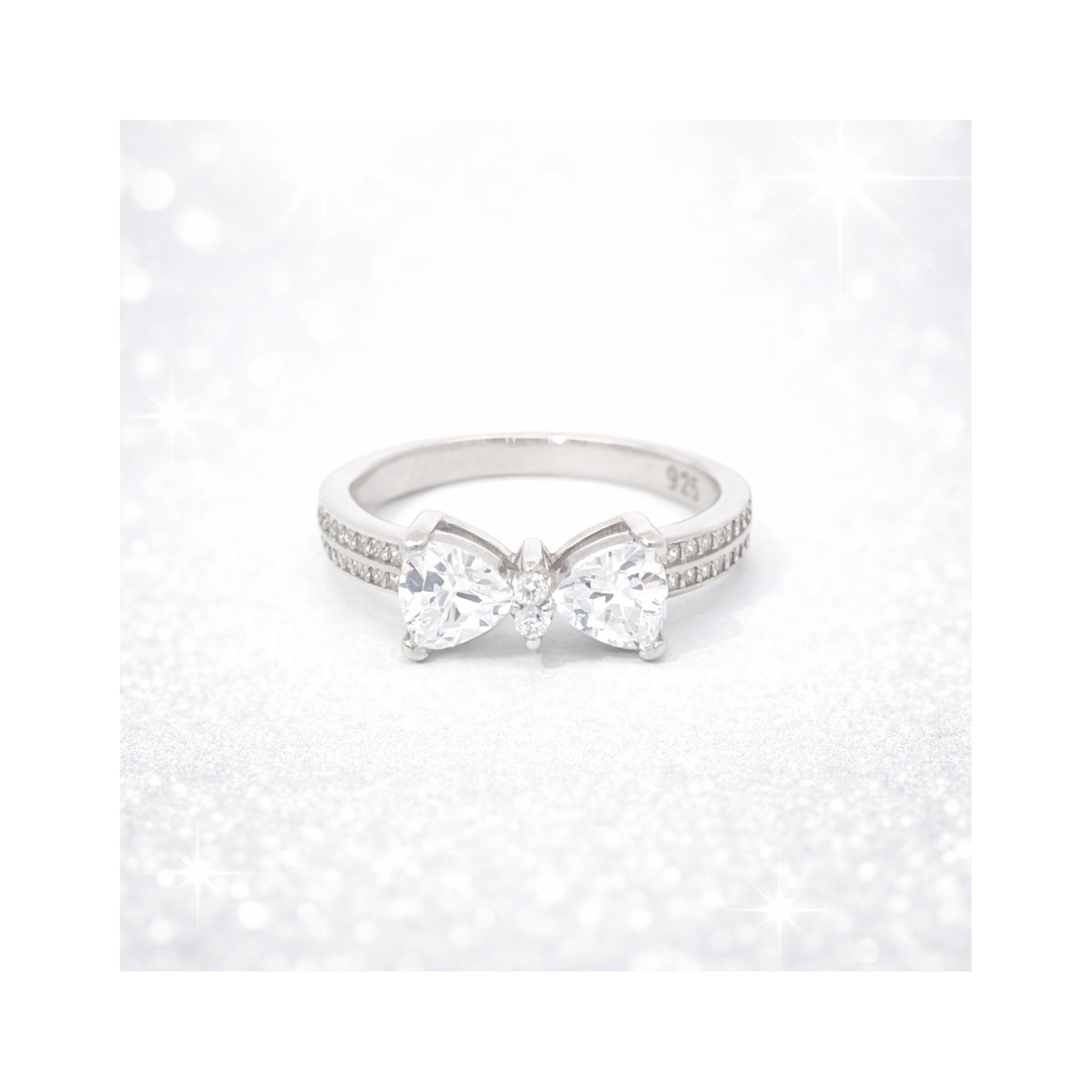 925 Sterling Silver Pear-Cut Zircon Bow Motif Ring