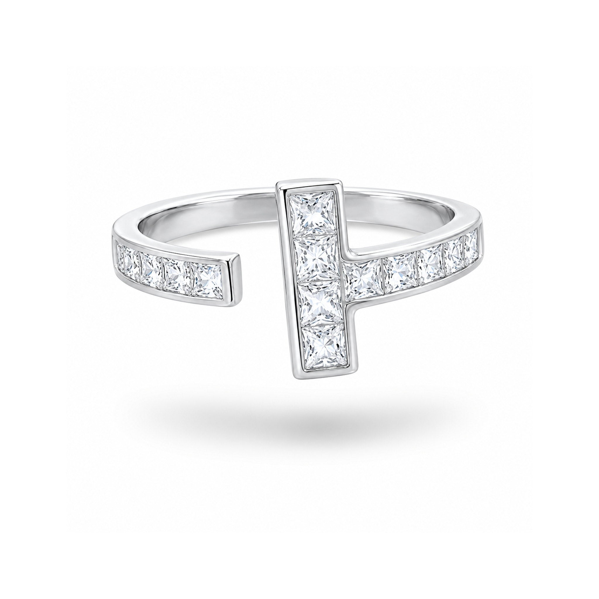 925 Sterling Silver Square-Cut Zircon Band Ring
