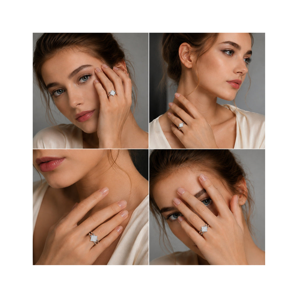 925 Sterling Silver Kite-Set Double Faced Cocktail Ring