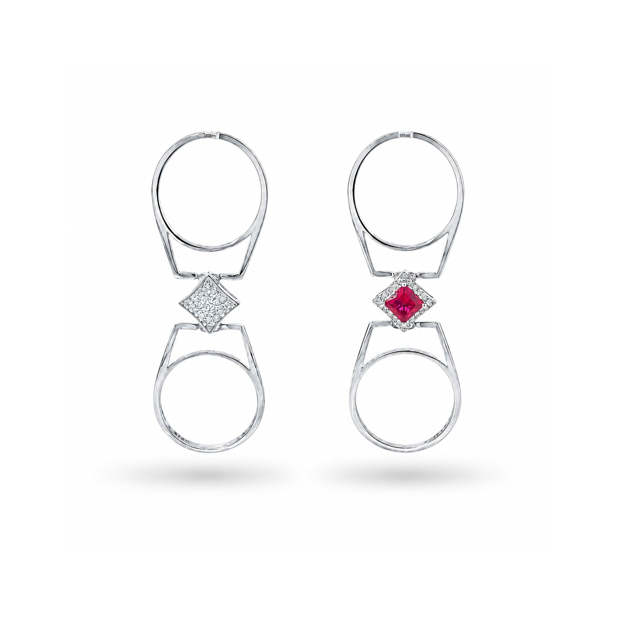 925 Sterling Silver Kite-Set Double Faced Cocktail Ring