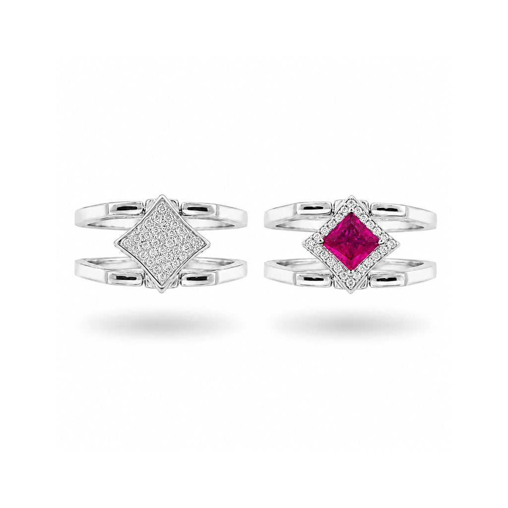 925 Sterling Silver Kite-Set Double Faced Cocktail Ring