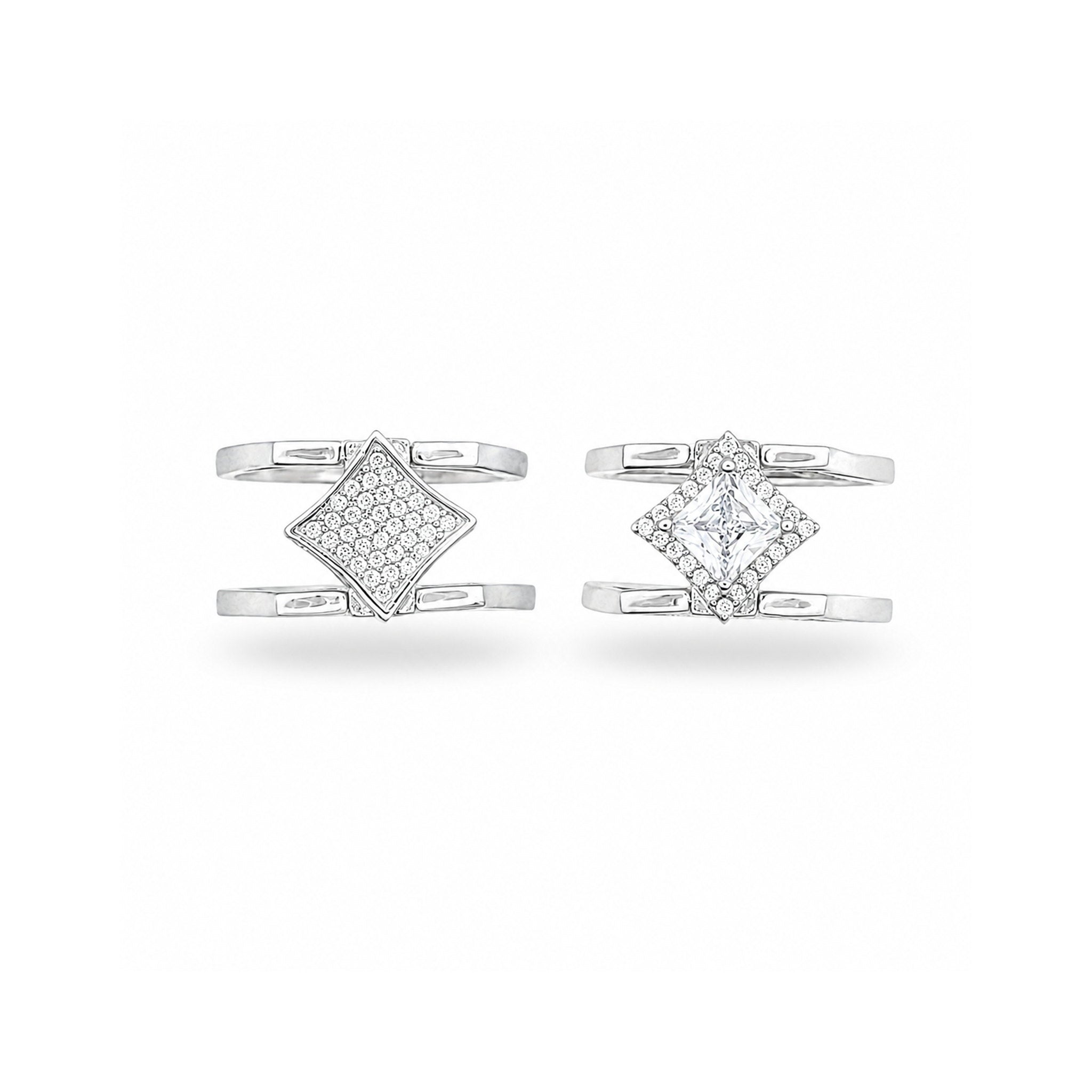 925 Sterling Silver Kite-Set Double Faced Cocktail Ring