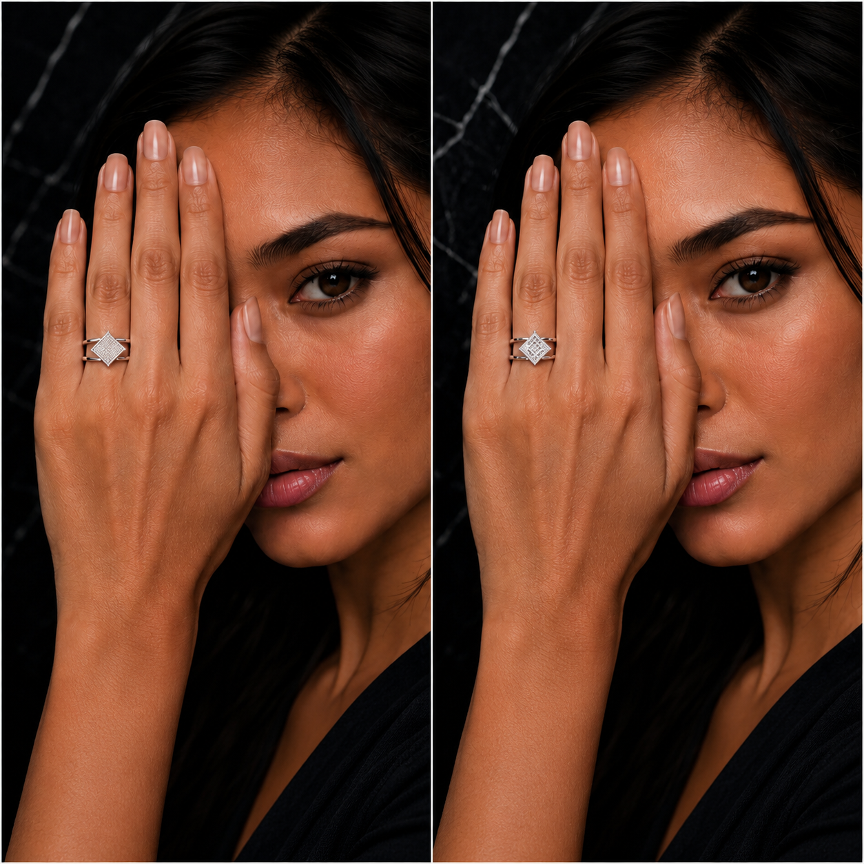 925 Sterling Silver Kite-Set Double Faced Cocktail Ring