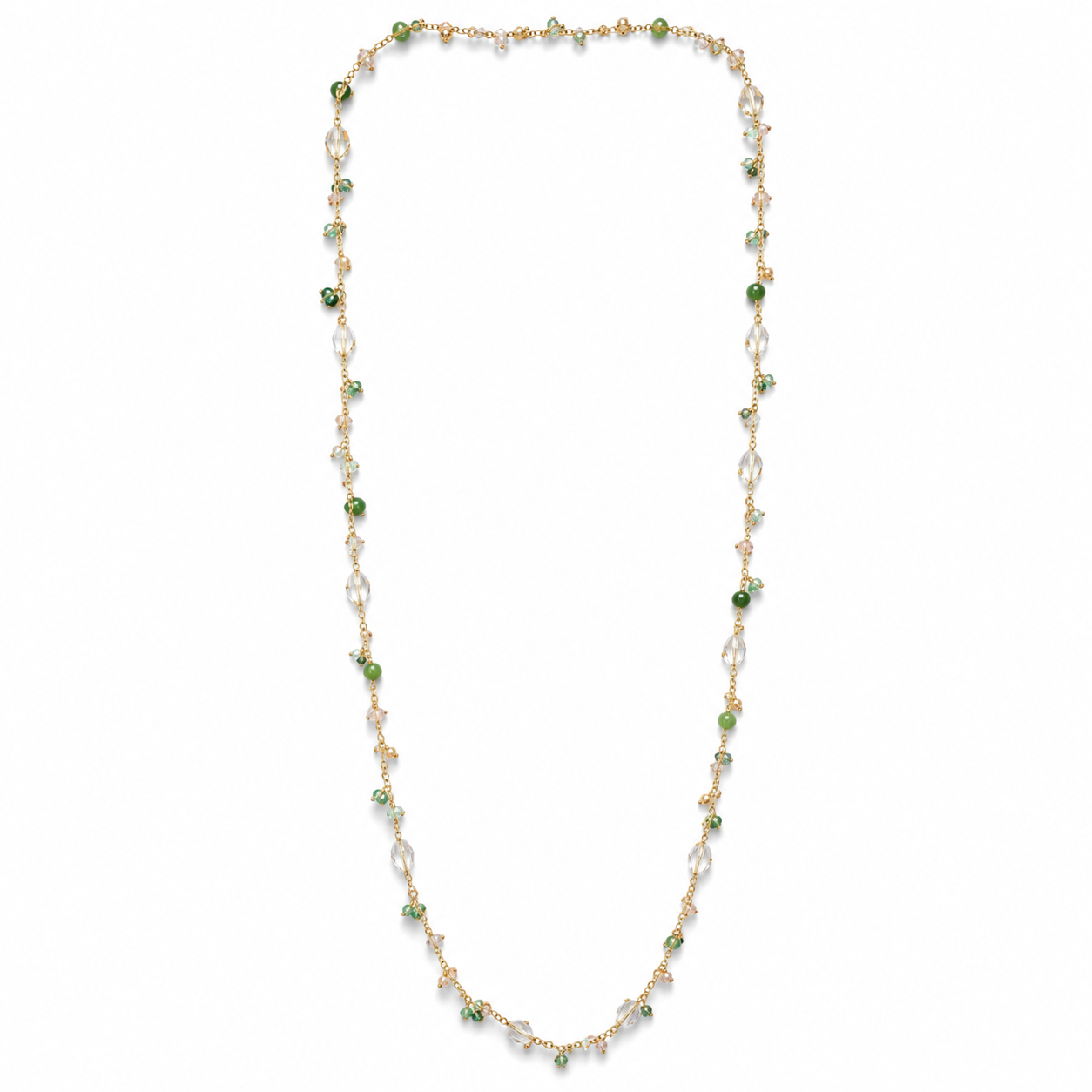 925 Sterling Silver Long Crystal Beaded Necklace
