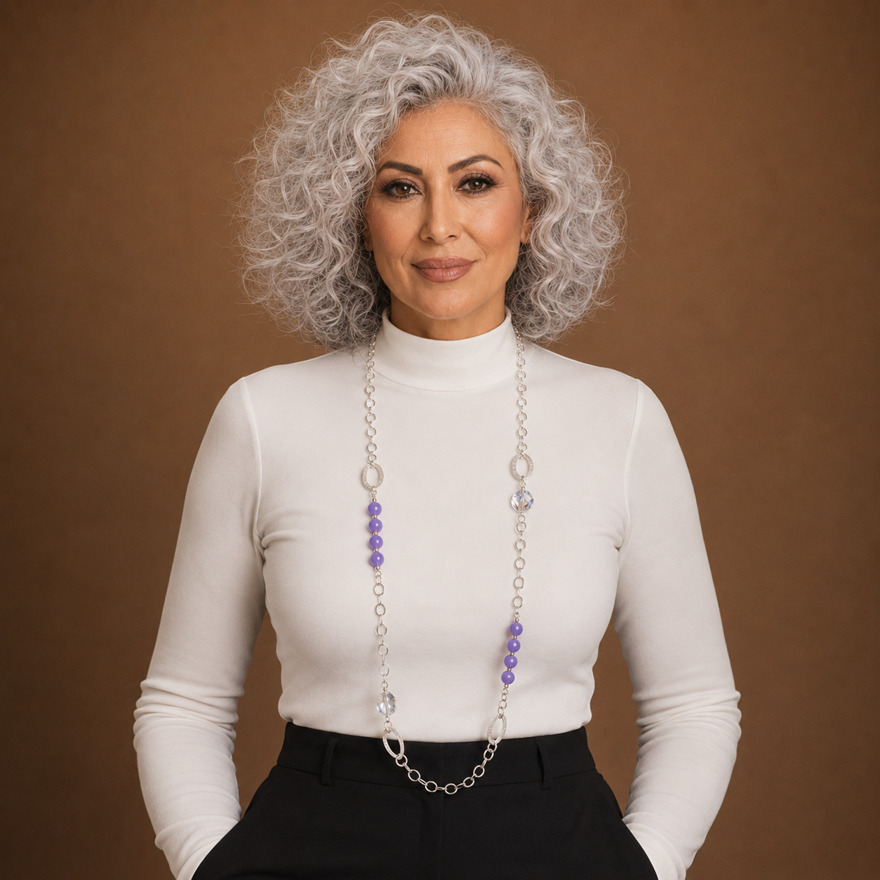 925 Sterling Silver Amethyst Beaded Station Necklace